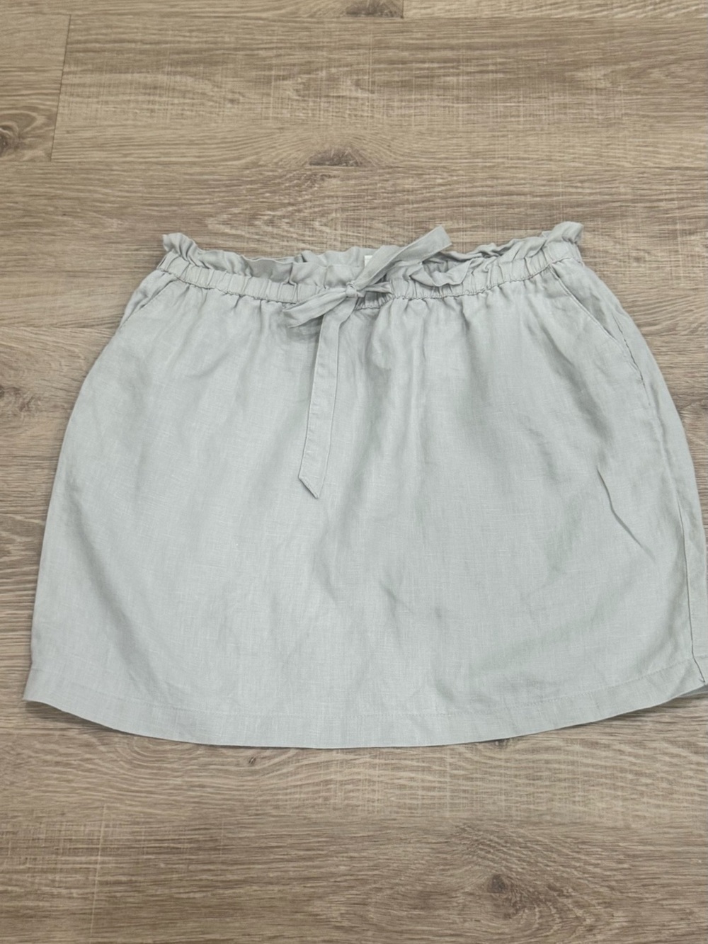 St Tropez West 100% Linen Paperbag Waist Mini Skirt Beige Size Large